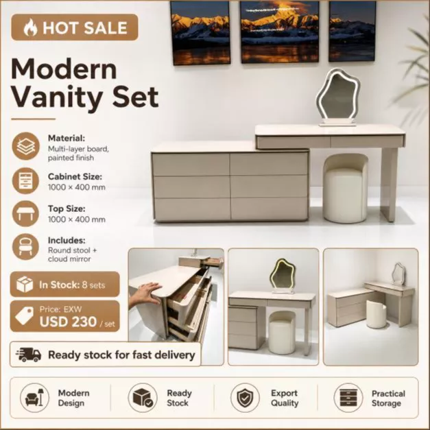 Modern Vanity Set with Storage Cabinet – Ready Stock-260707