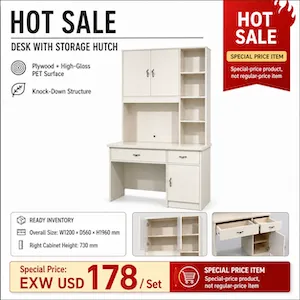 Desk with Storage Hutch – Special Price Ready Stock 260719