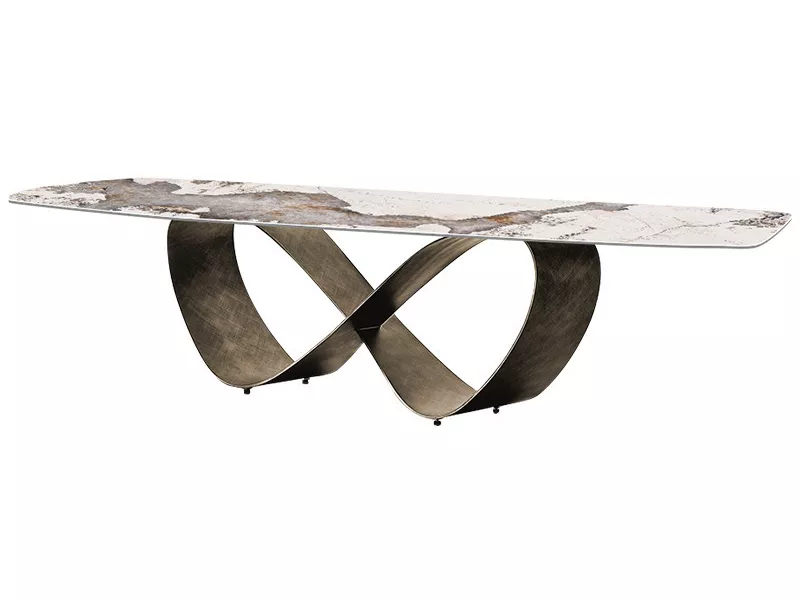 Hotel Artistic Stone Table with Infinity Metal Base – STLTT586