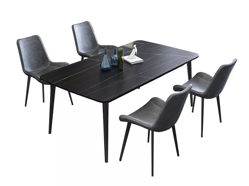 Hotel Black Rectangular Dining Table with Tapered Legs – STLTT587