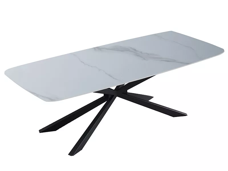 Hotel Ceramic Top Dining Table with Angular Black Base – STLTT571