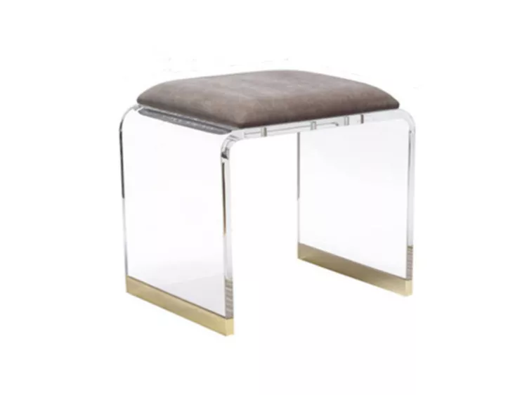 Hotel Clear Acrylic Stool with Grey Cushion-STLOU369