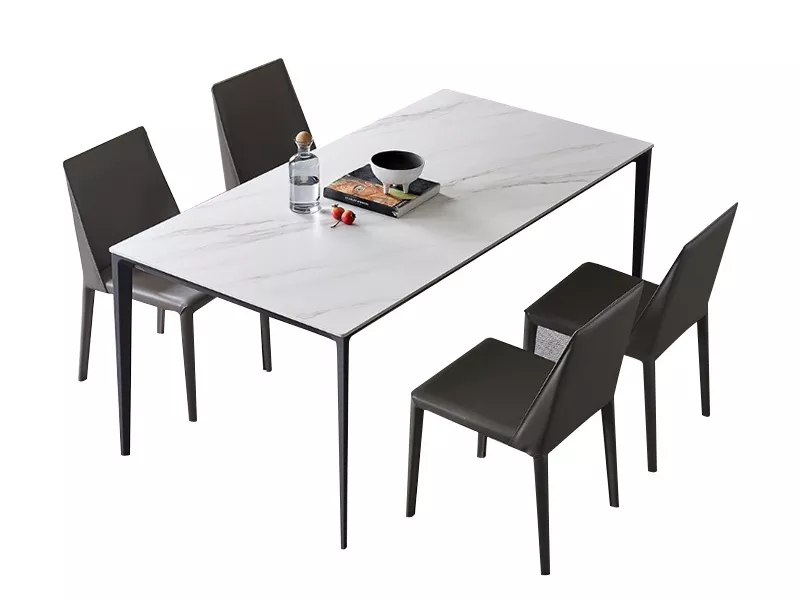 Hotel Minimalist Ceramic Table with Black Frame – STLTT582