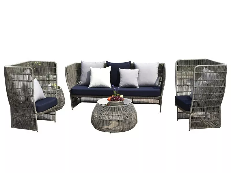 Hotel Outdoor High-back Woven Armchair and Coffee Table – STLOC728