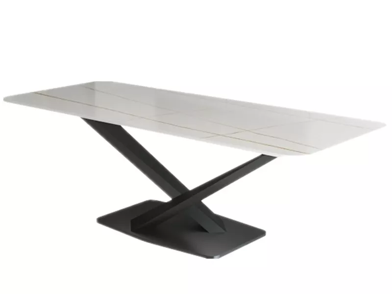 Hotel Rectangular Dining Table with V-Shaped Metal Base – STLTT588