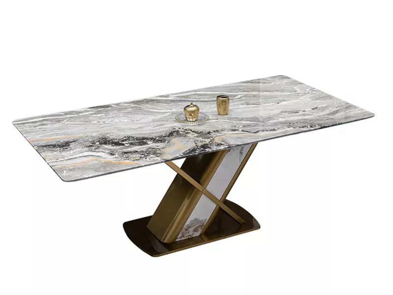 Hotel Rectangular Luxury Marble Dining Table with X Base – STLTT596
