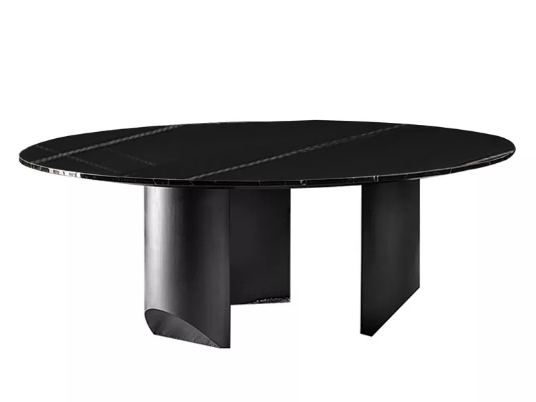Hotel Round Black Marble Table with Sculpted Pedestal – STLTT575