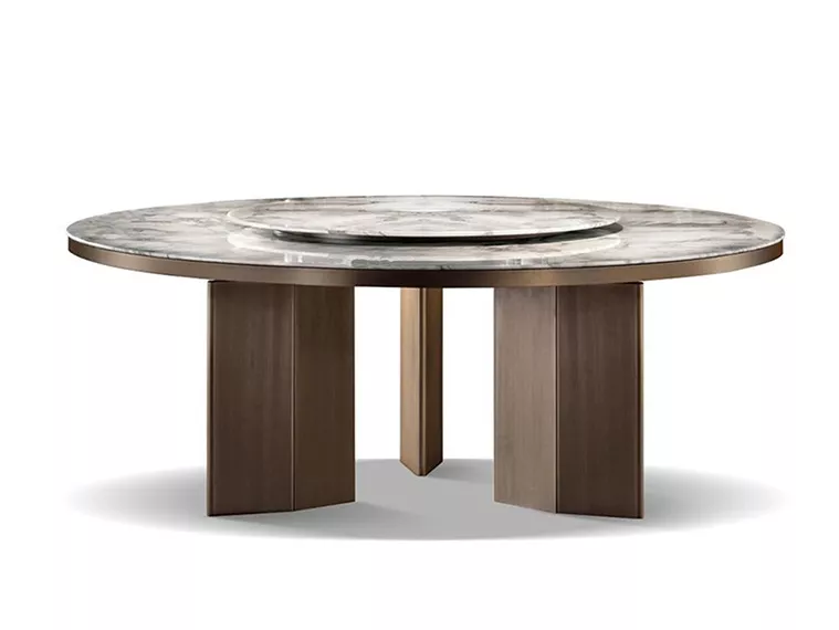 Hotel Round Marble Dining Table with Lazy Susan – STLTT585