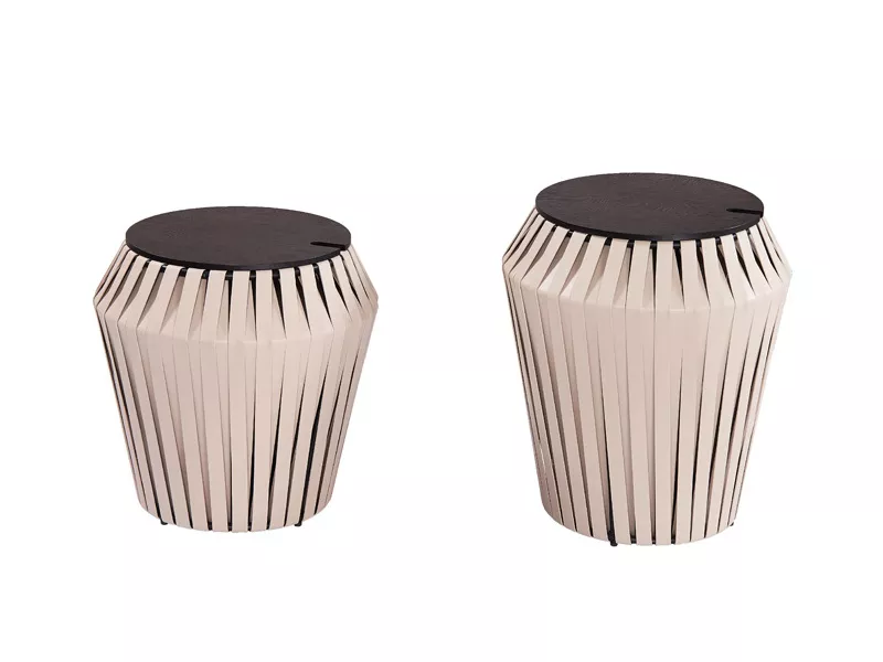 Hotel Slat-Wrap Drum Tables – STLTT788
