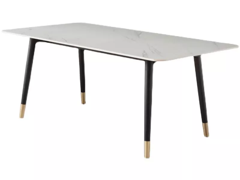 Hotel Slim Ceramic Top Table with Gold Tip Legs – STLTT568