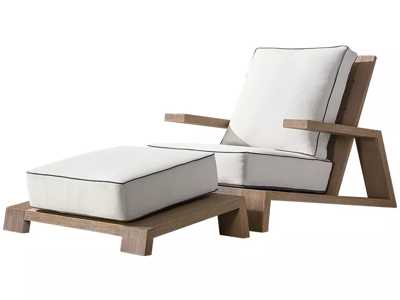 Outdoor Wooden Lounge Chair with Ottoman – STLOC713