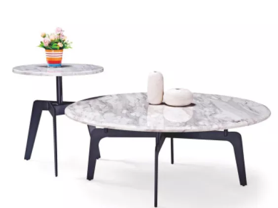 Round Marble Nesting Coffee Table–STLTT813