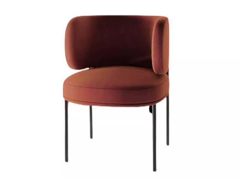 Rust Velvet Wraparound Hotel Lounge Chair - STLOU1263