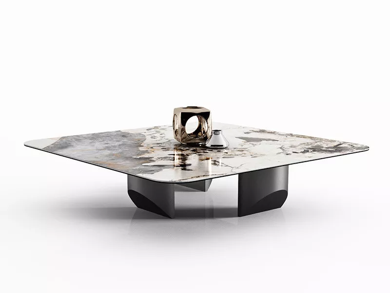 Square Marble Coffee Table on Sculptural Base–STLTT825