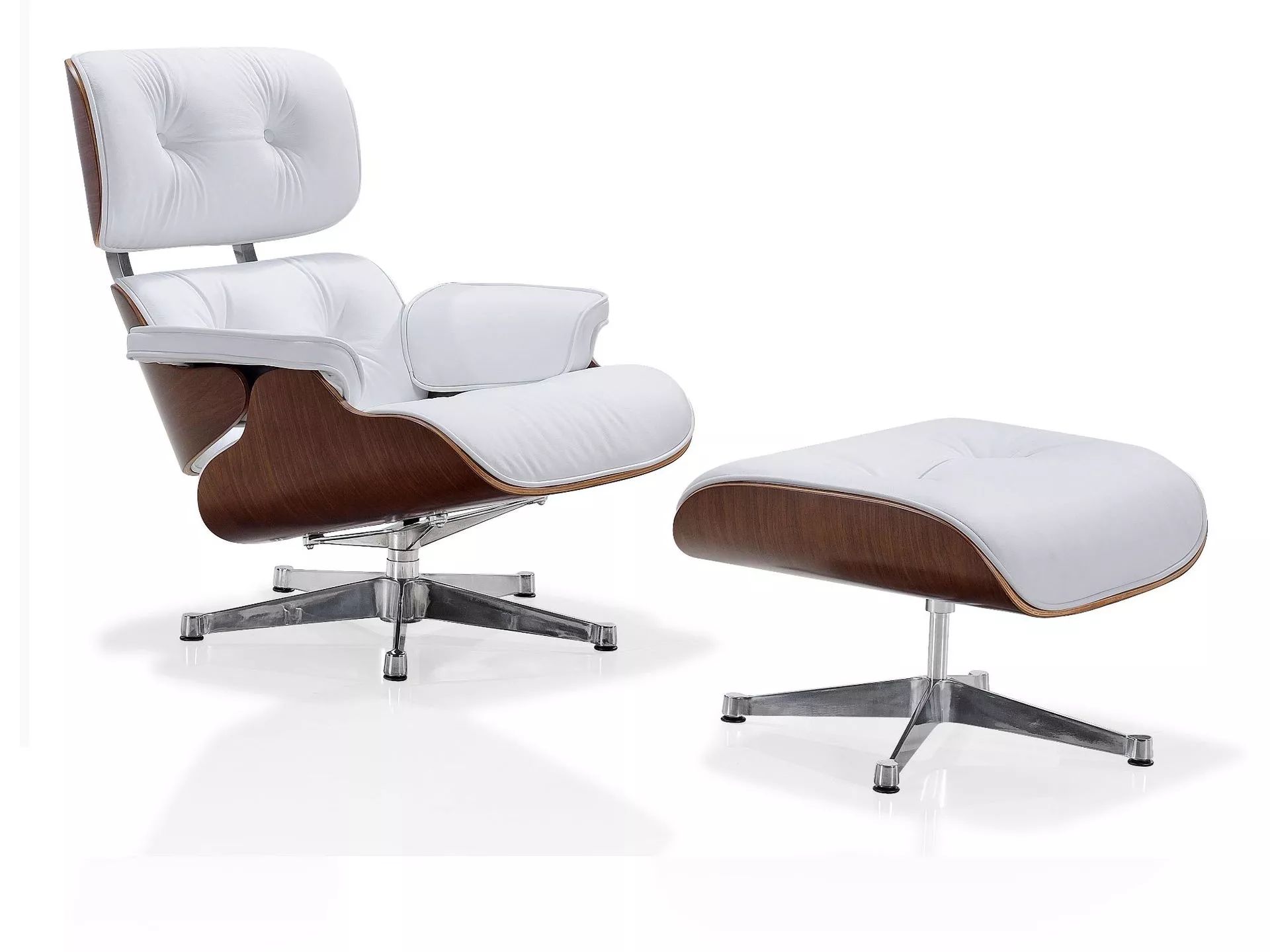 White Leather Lounge Chair with Ottoman – STLDC540