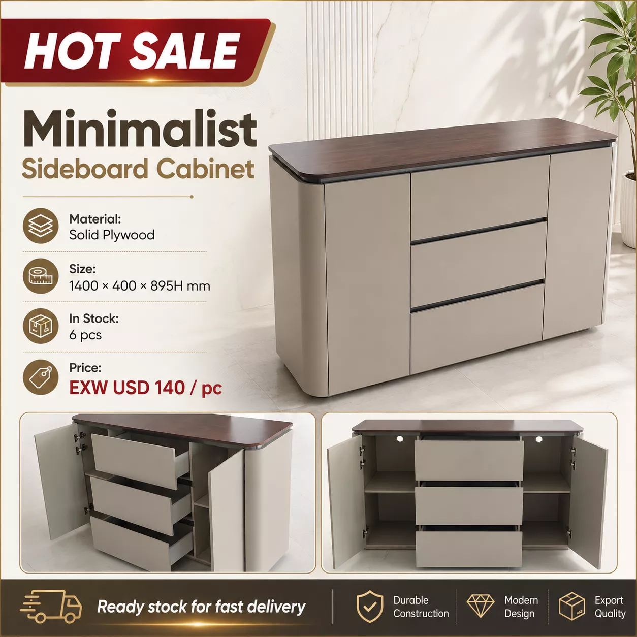 Minimalist Sideboard Cabinet – Ready Stock-260630