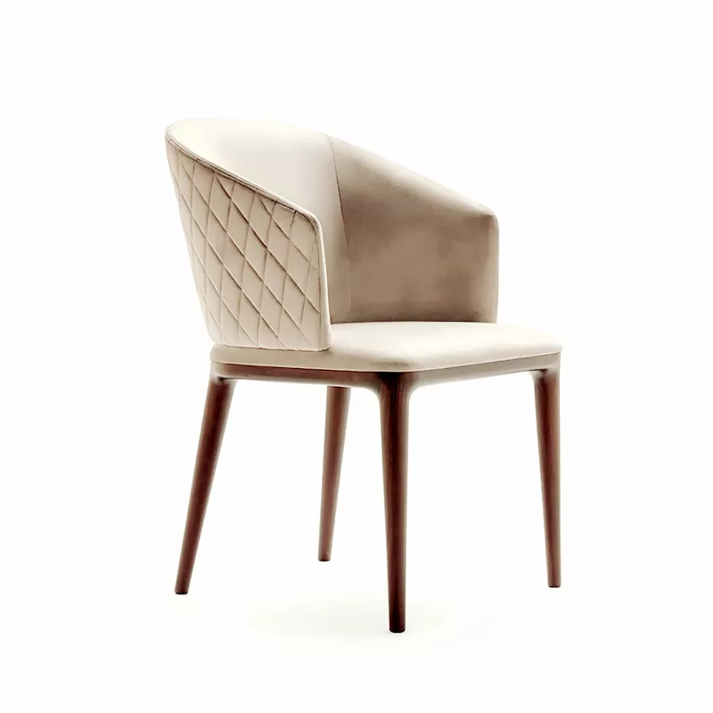 diamond quilted velvet hotel dining armchair STLOU1231 front view