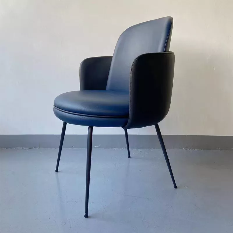 navy blue PU leather hotel armchair STLOU1242 front view