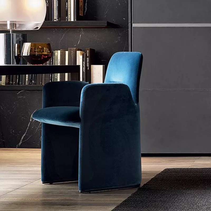 dark blue velvet hotel armchair STLOU1250 front view