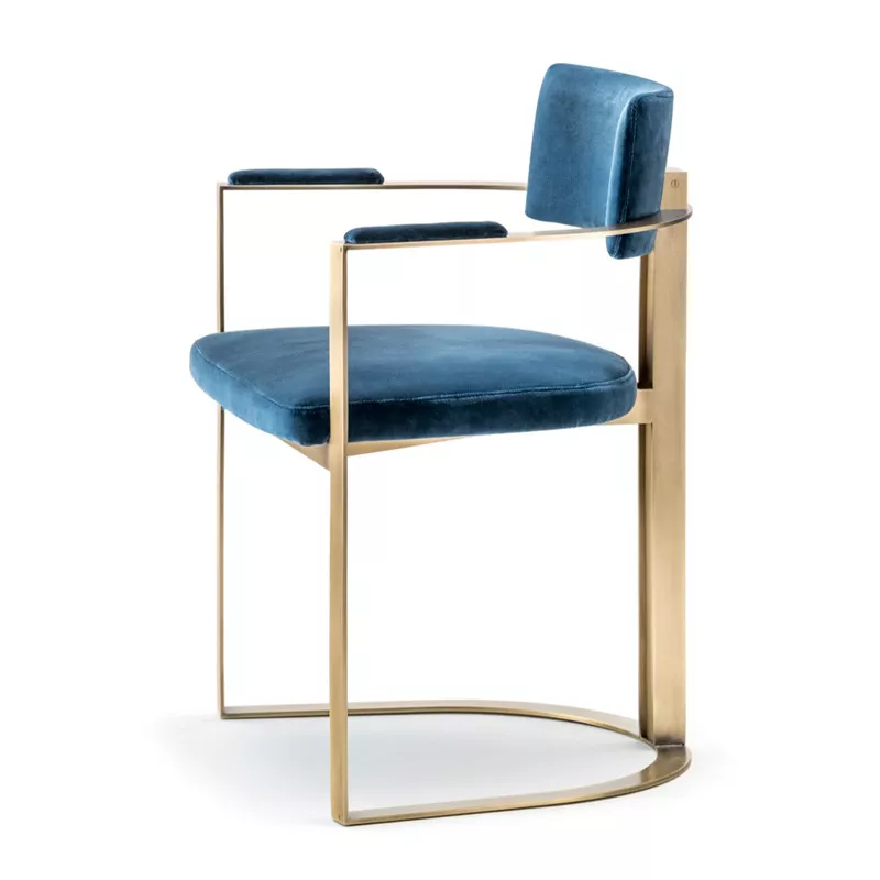 blue velvet gold frame hotel lounge chair STLOU1255 front view blue velvet gold frame hotel lounge chair STLOU1255 front view