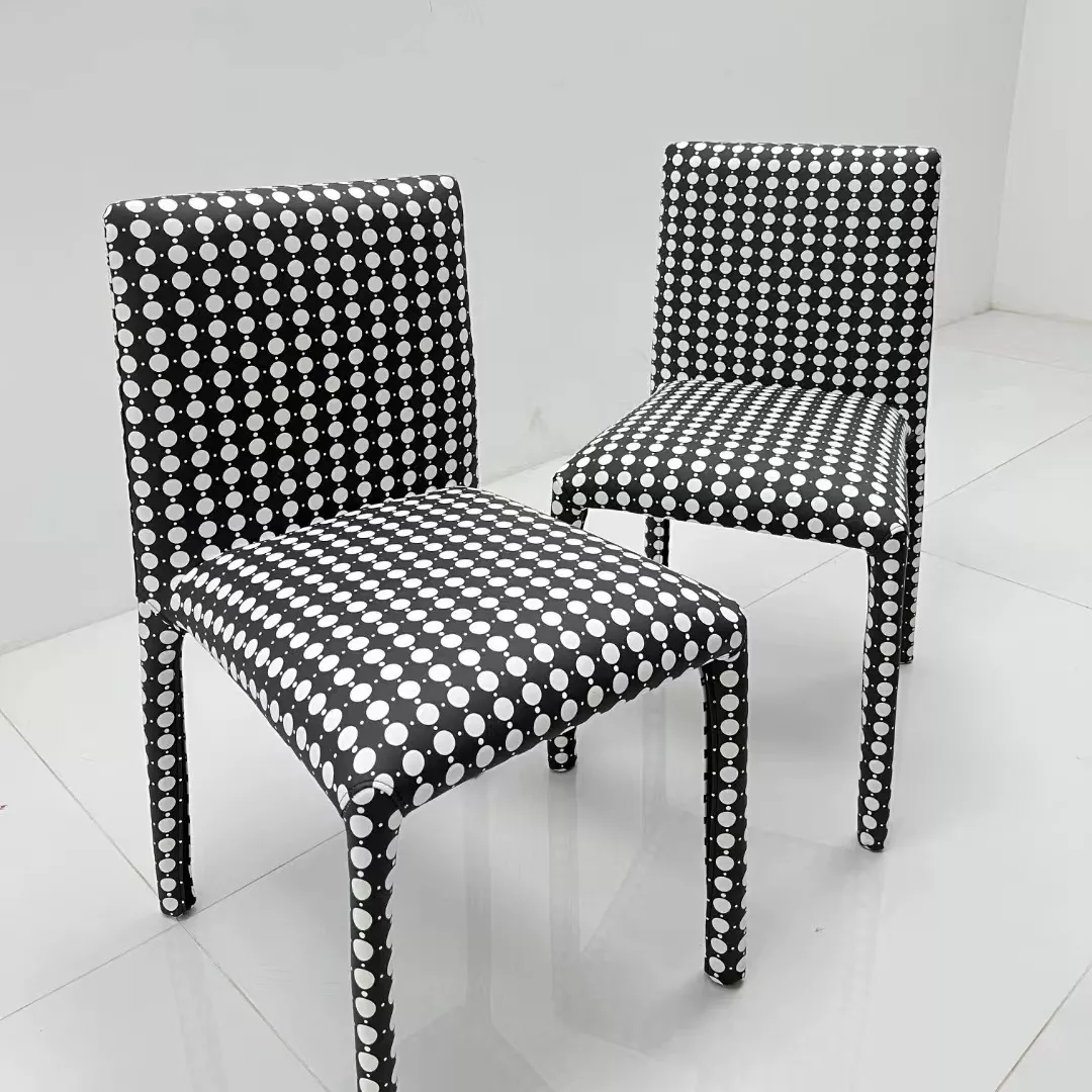 Upholstered steel frame chair detail Upholstered steel frame dining chair detail
