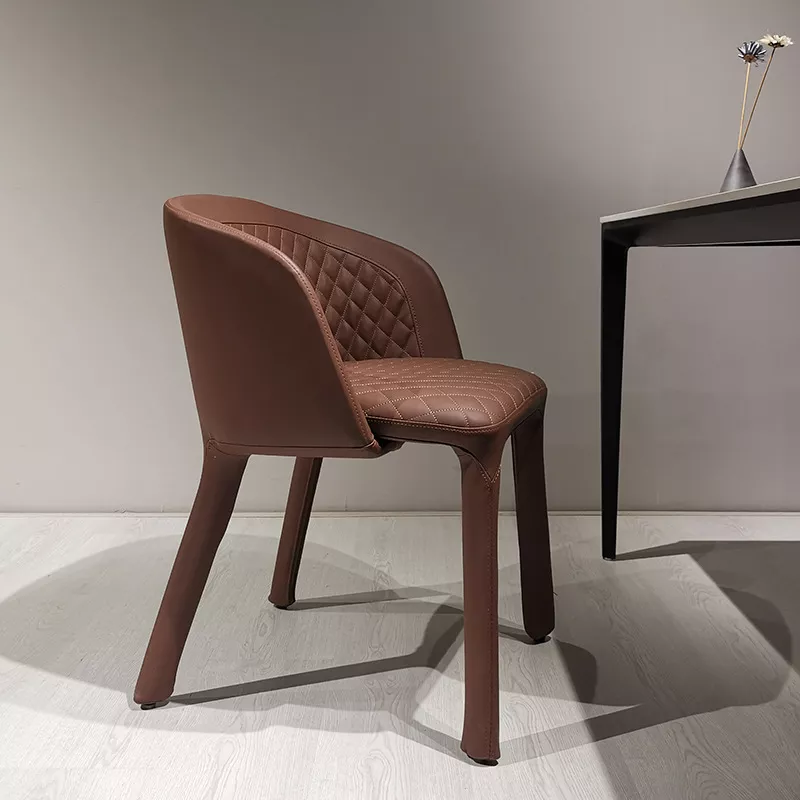 Brown quilted hotel dining armchair STLOU1266 Brown quilted PU leather hotel dining armchair STLOU1266