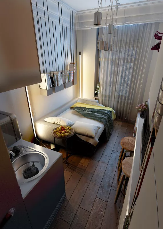 serviced studio living and sleeping furniture zone