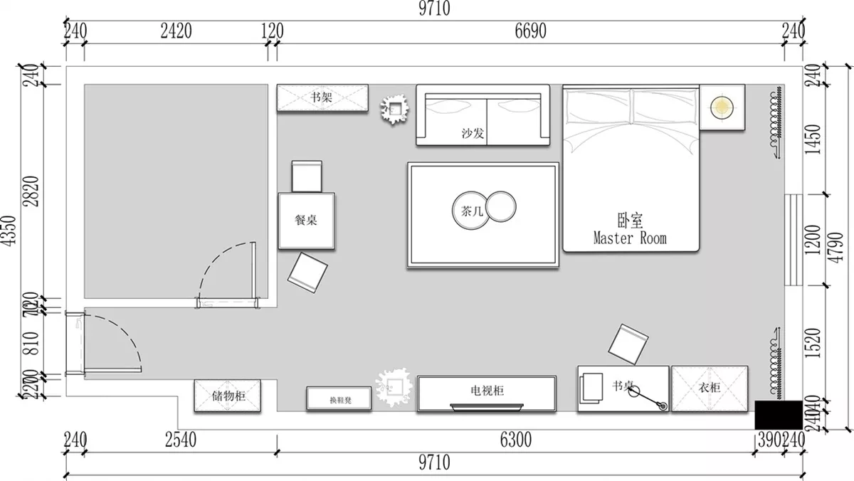 1782715166602109.webp 34 sqm long-stay apartment floor plan and furniture zones