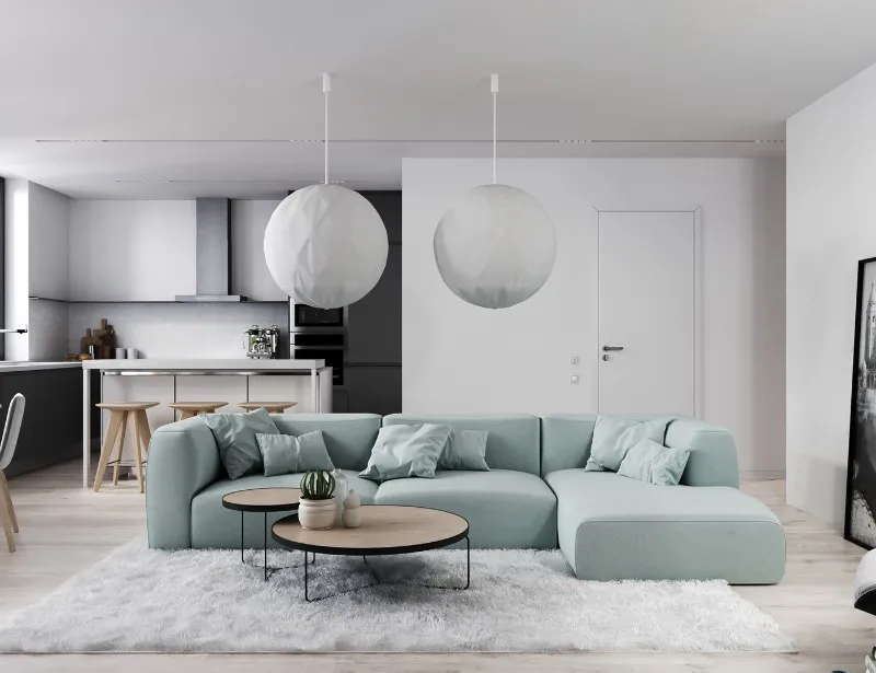 multifamily apartment living room sofa and coffee table package