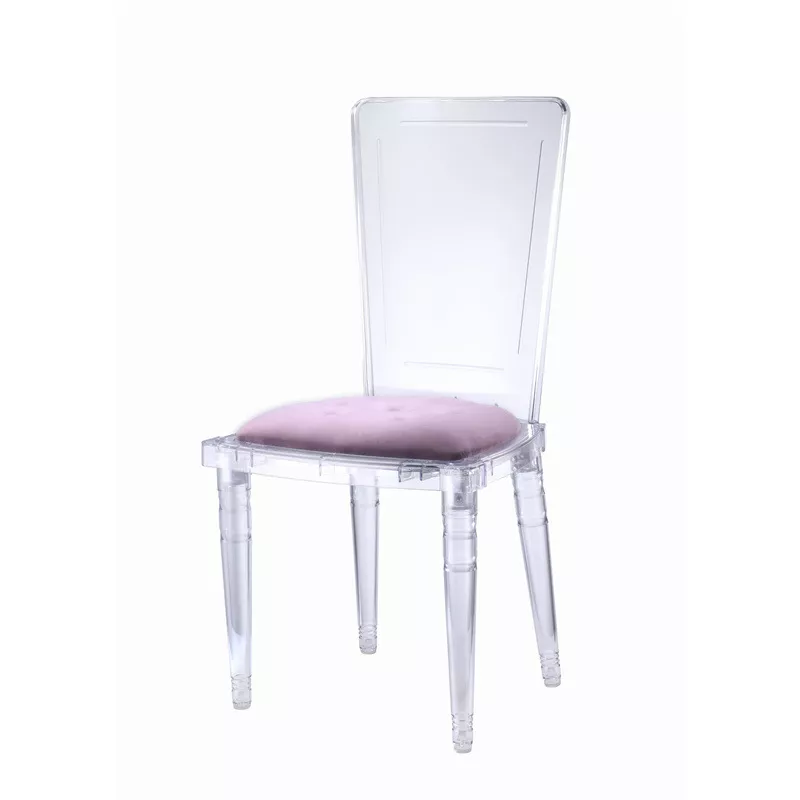 Hotel Clear Dining Chair with Upholstered Seat-STLOU351