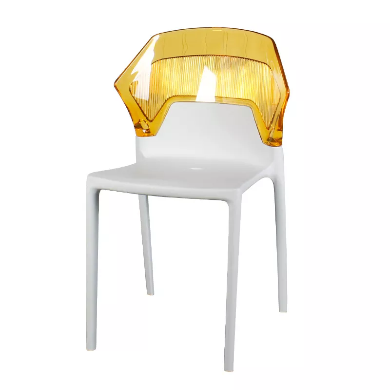 Modern White Dining Chair with Amber Backrest-STLDC342