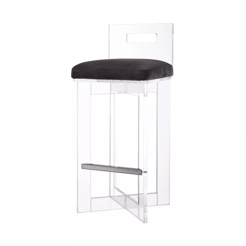 Hotel Clear Bar Stool with Cushion-STLOU365