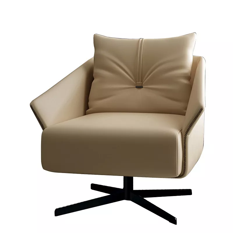 Beige Leather Swivel Lounge Chair – STLDC546