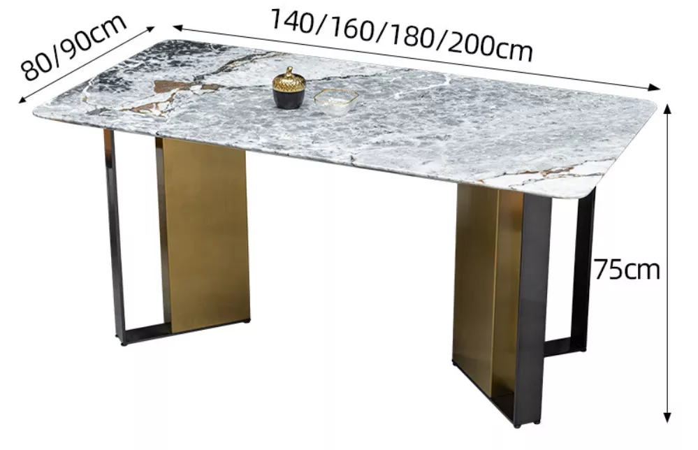 Hotel Marble Dining Table with Gold-Panel Legs – STLTT600