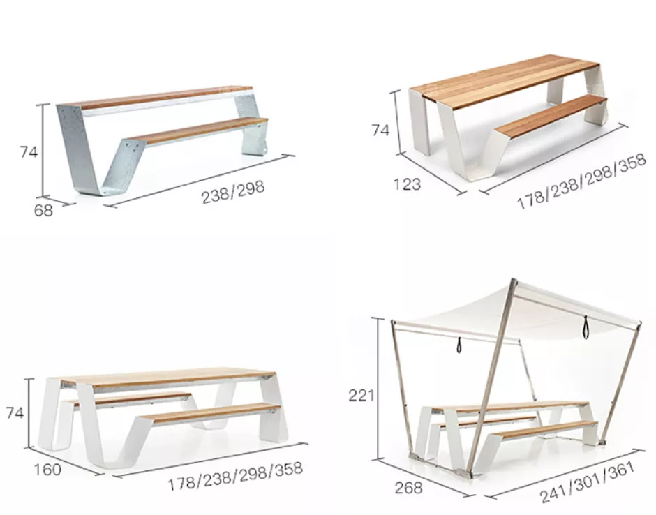 Contemporary Outdoor Bench Set – STLOC692