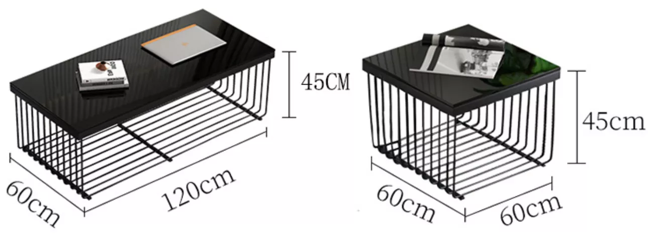 Rectangular Marble Coffee Table with Wire Base–STLTT815