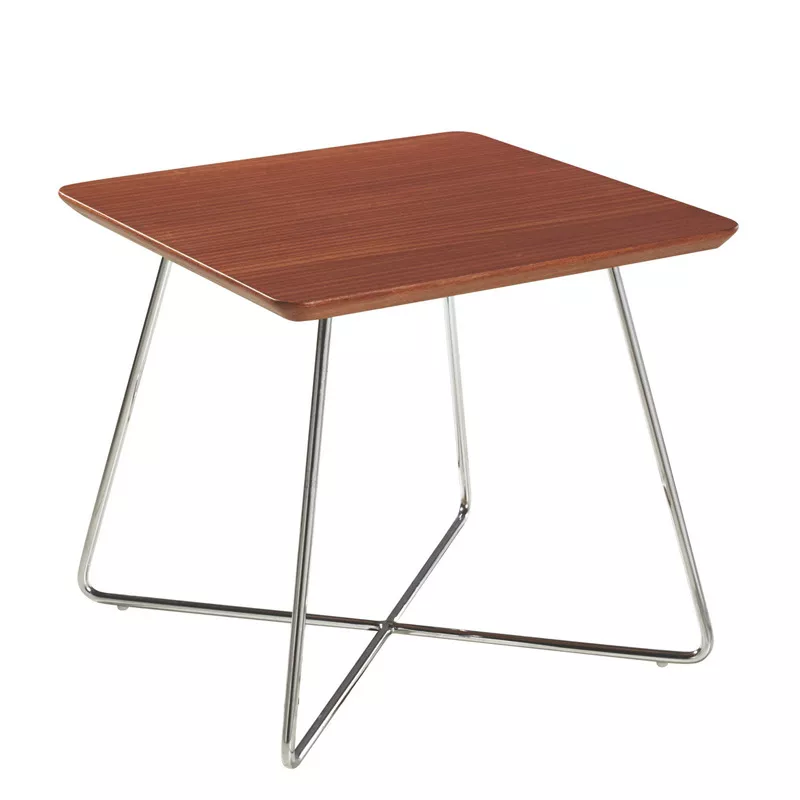 Square Walnut Coffee Table with Chrome Rod Base–STLTT830