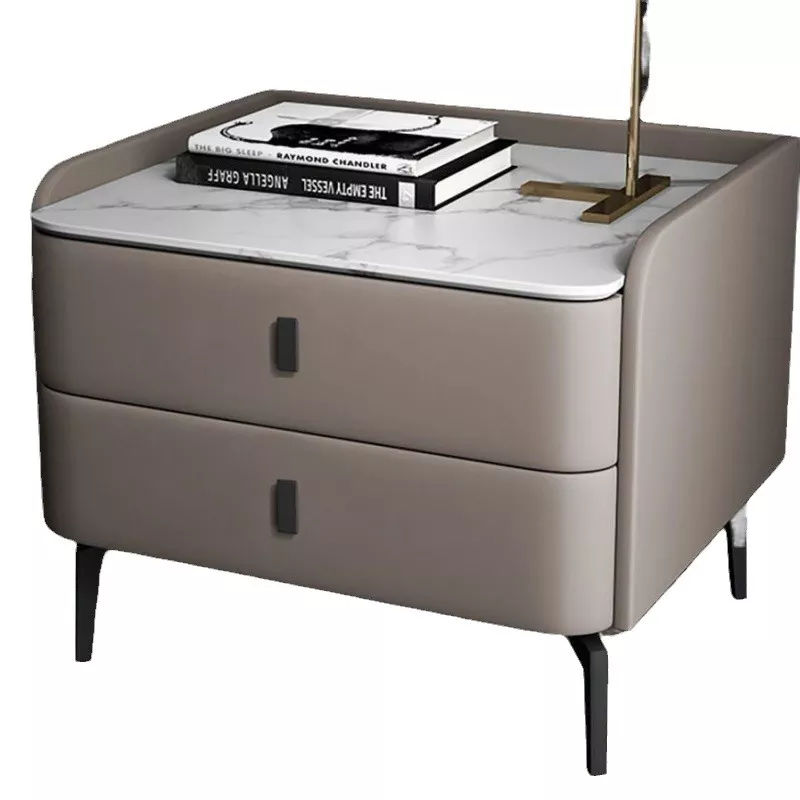 Marble-Top Two-Drawer Night Table–STLNT839