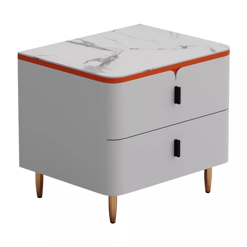 Marble-Topped Two-Drawer Night Table–STLNT835