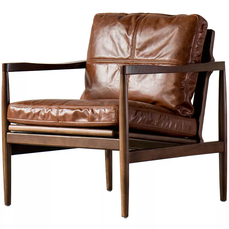 Hotel Vintage Leather Lounge Chair-STLOU1071