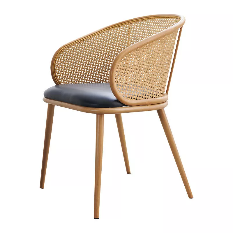 Hotel Barrel Cane Chair with Upholstered Seat-STLCH1200