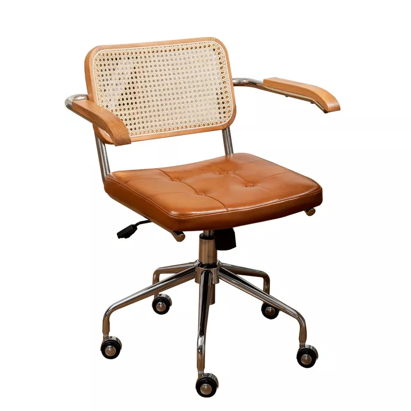 Hotel Office Armchair with Rattan Backrest-STLOC1172