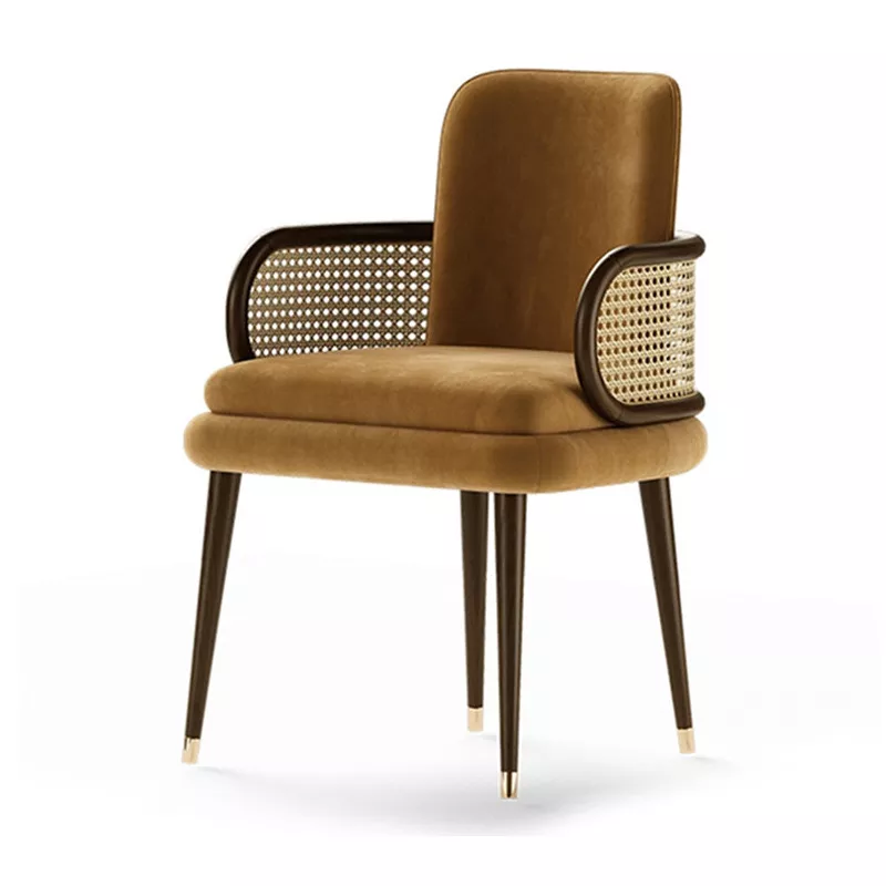 Hotel Velvet Armchair with Cane Sides-STLCH1199