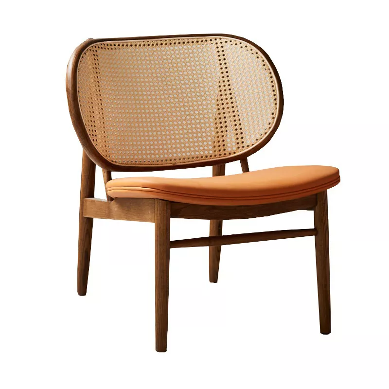 Hotel Lounge Chair with Rattan Backrest-STLOU1218