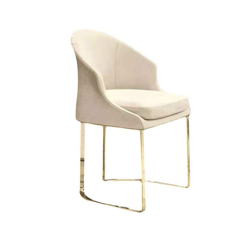 Ivory Velvet Gold Base Hotel Dining Chair - STLOU1257