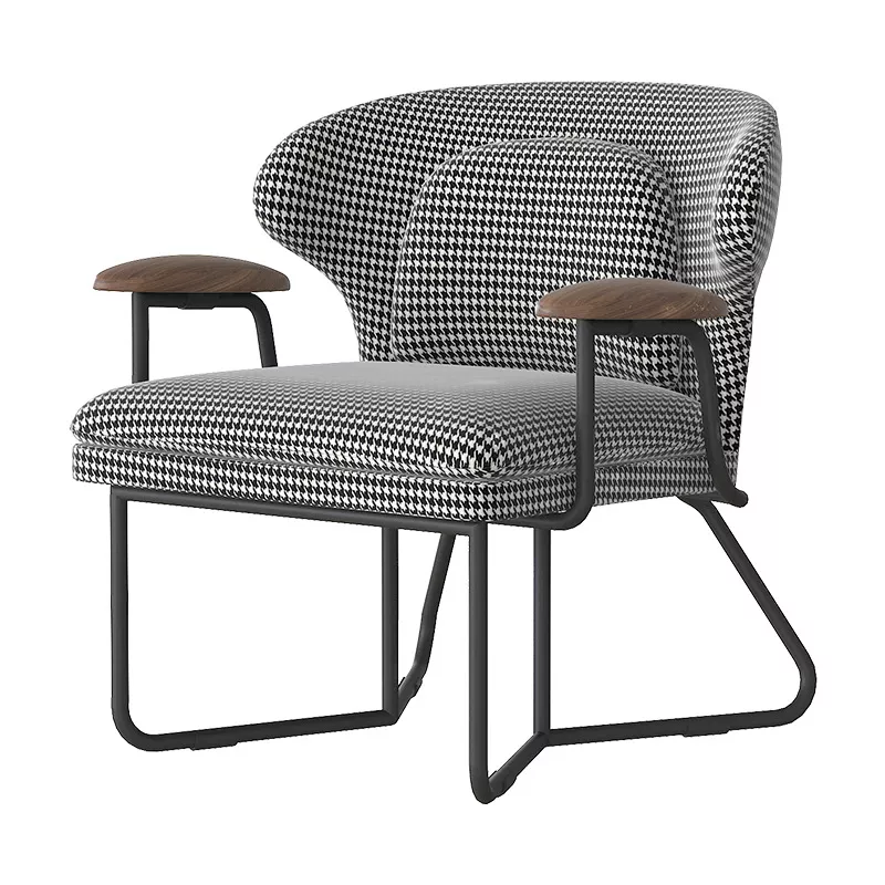 Houndstooth Fabric Lounge Chair-STLOU2631