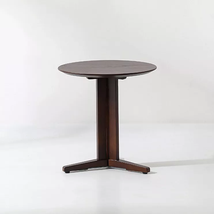 Round Walnut T-Base Side Table–STLTT3350