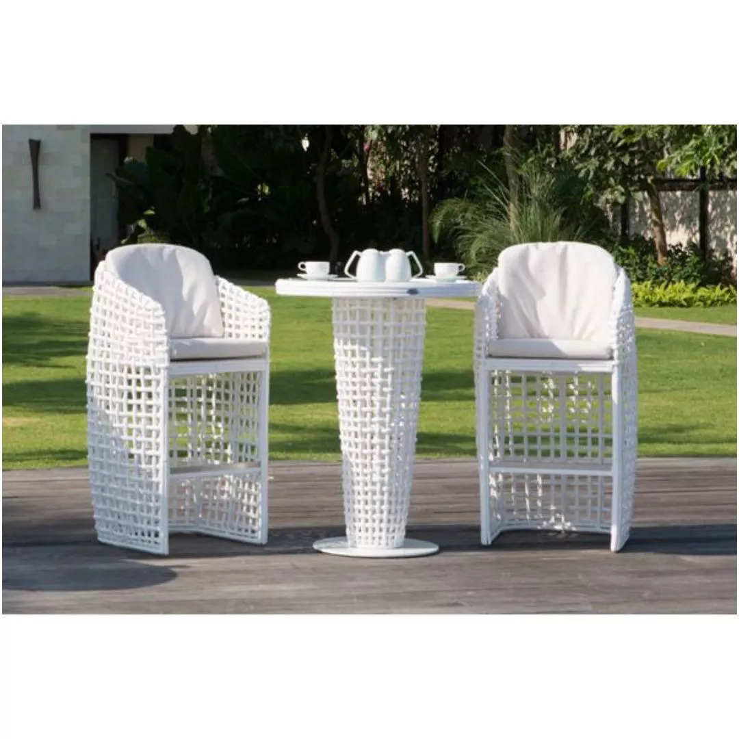 Hotel Outdoor White Woven Bar Set-STLOU5301
