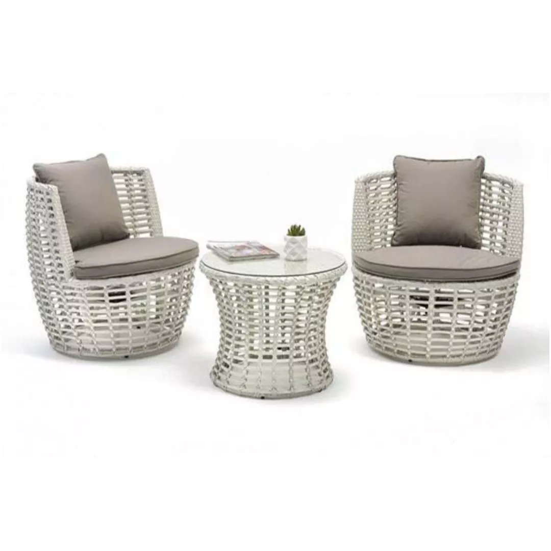 Outdoor White Wicker Lounge Set-STLOP5247