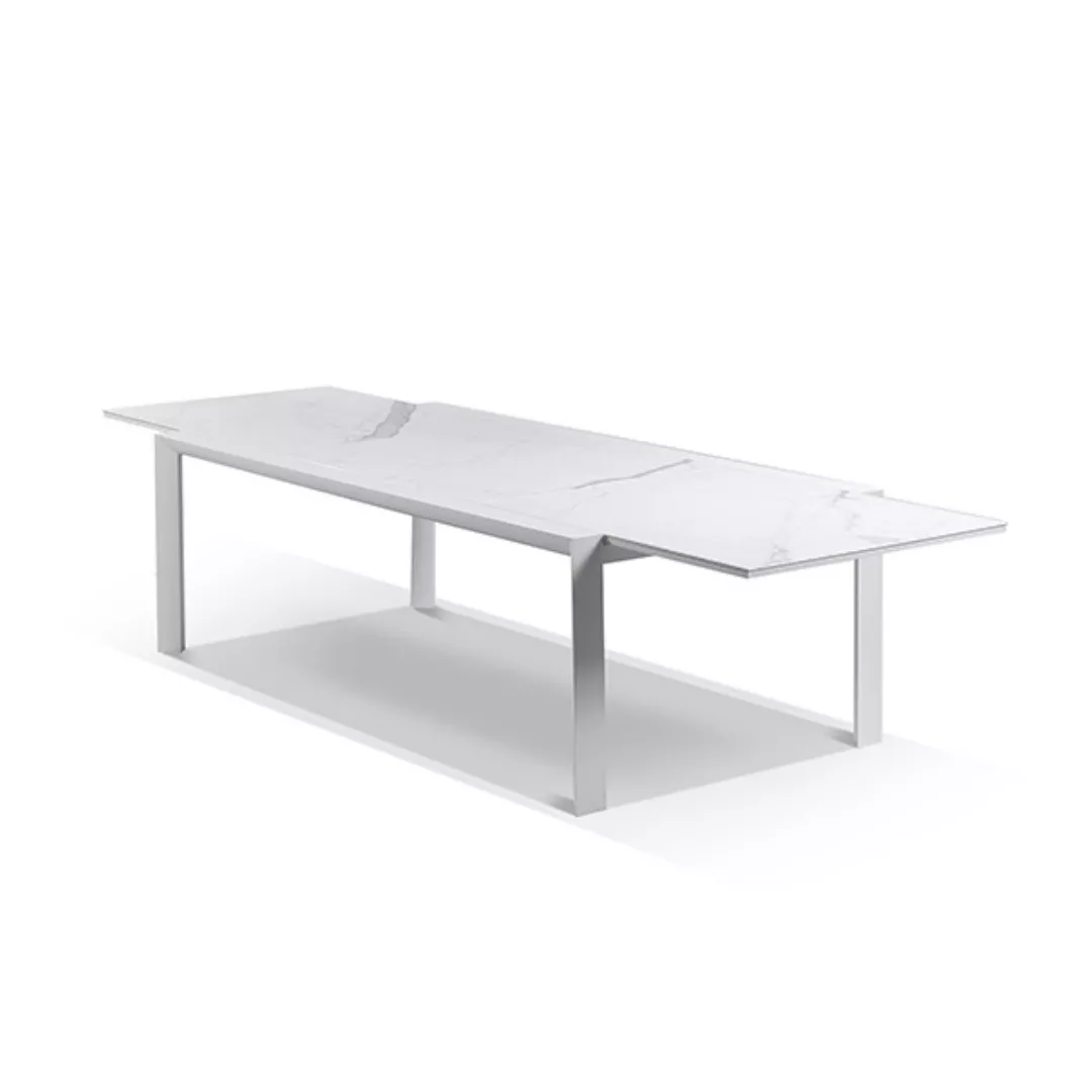 Outdoor Extendable Dining Table White Marble Top-STLOP5318